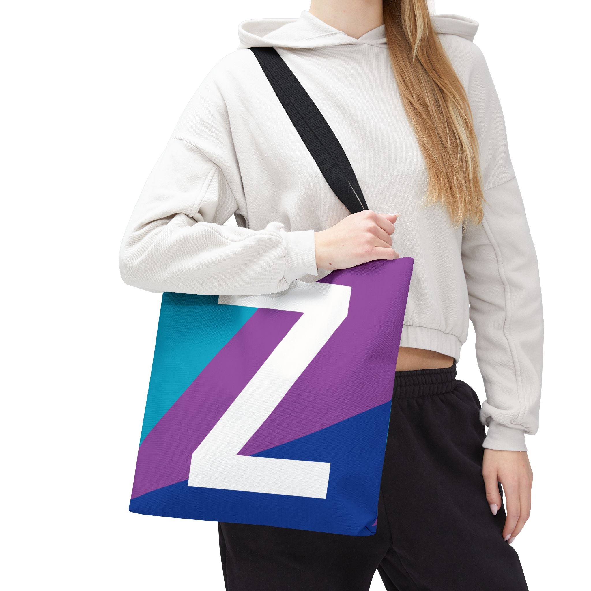 Monogram 'Z' Colorblock Tote Bag — Personalized Initial Z Shoulder Tote