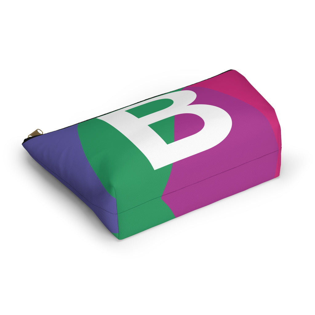 Initials Colorblock Accessory Pouch — Monogram B T-Bottom Cosmetic Bag