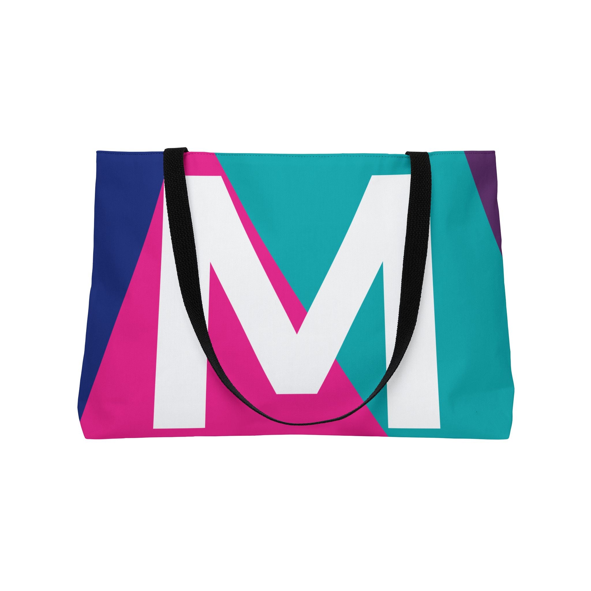 Personalized 'M' Colorblock Tote Bag — Monogram Weekender Tote