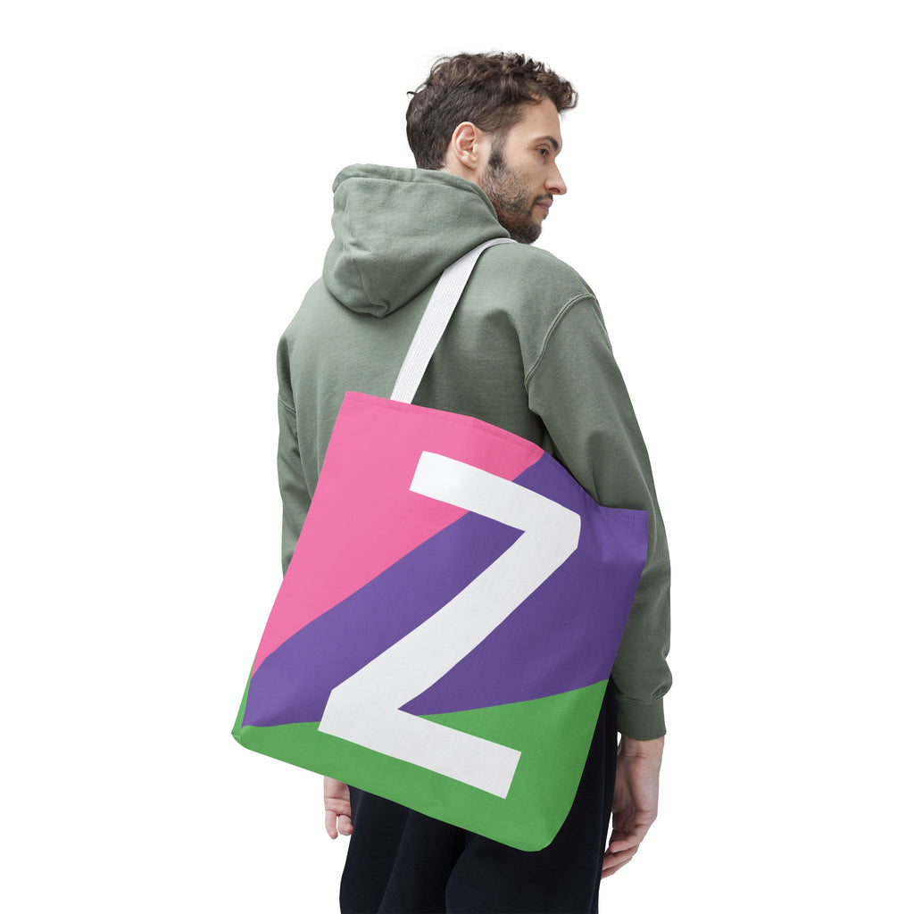 Monogram 'Z' Colorblock Tote Bag — Personalized Initial Z Shoulder Tote