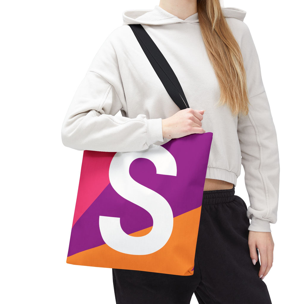 Monogram 'S' Colorblock Tote Bag — Personalized Initial S Shoulder Tote