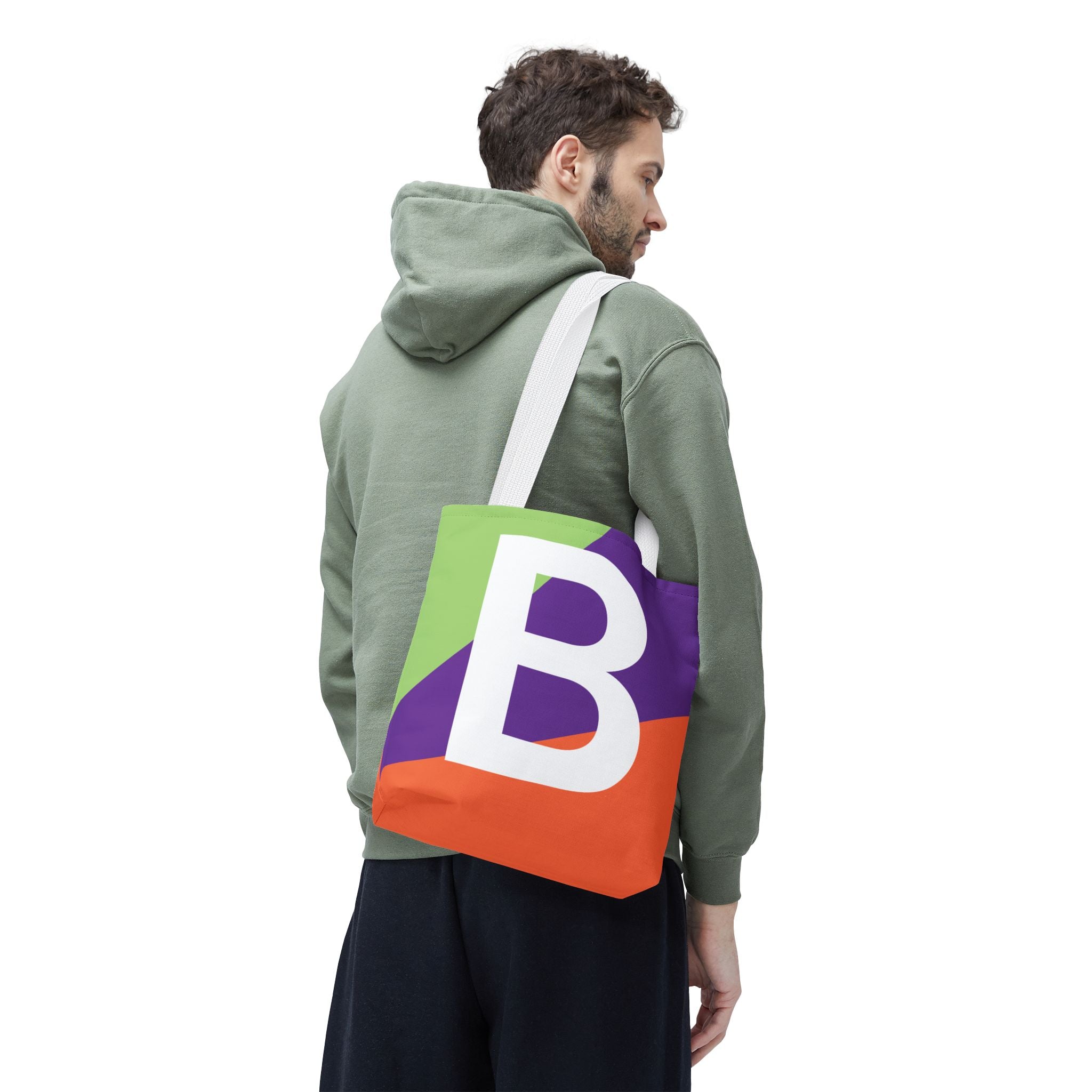 Monogram 'B' Colorblock Tote Bag — Personalized Initial B Shoulder Tote