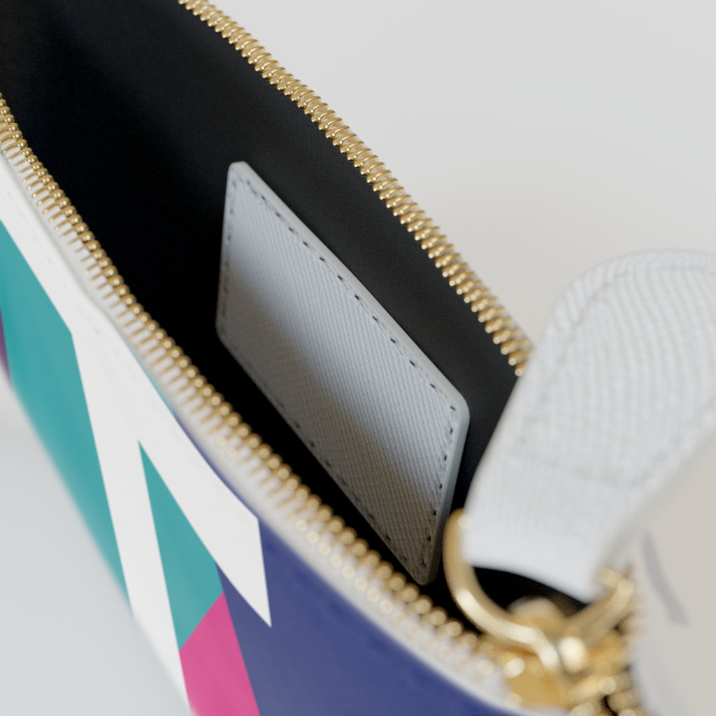 Initial T Mini Clutch — Colorblock Monogram Wristlet Wallet