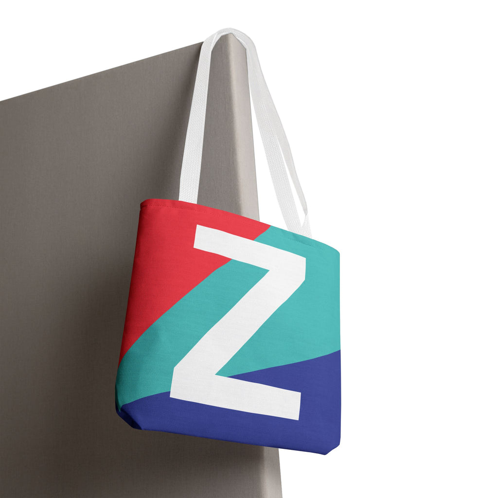 Monogram 'Z' Colorblock Tote Bag — Personalized Initial Z Shoulder Tote