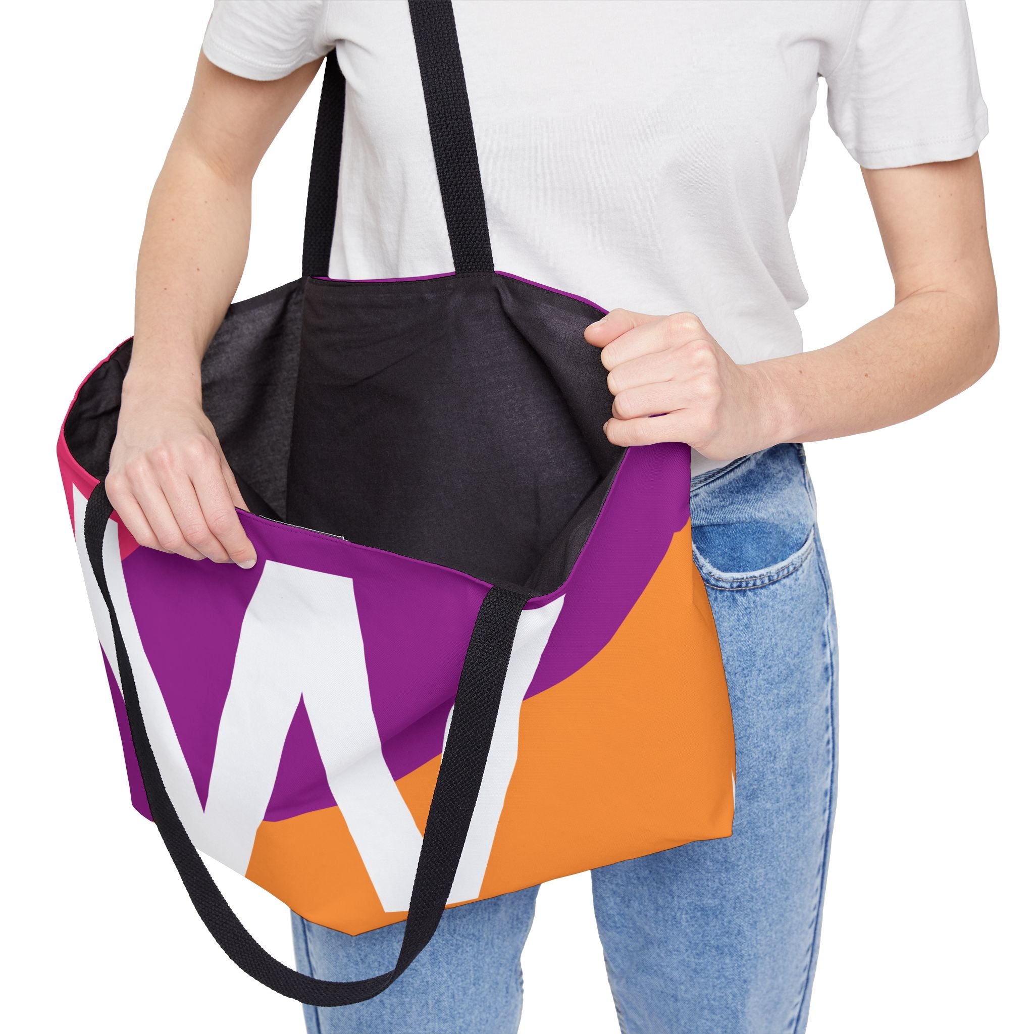 Personalized 'W' Colorblock Tote Bag — Monogram Weekender Tote