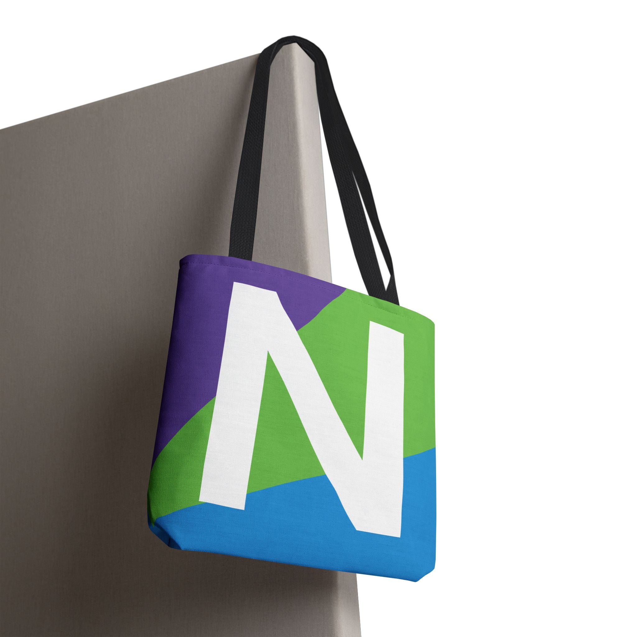 Monogram 'N' Colorblock Tote Bag — Personalized Initial N Shoulder Tote