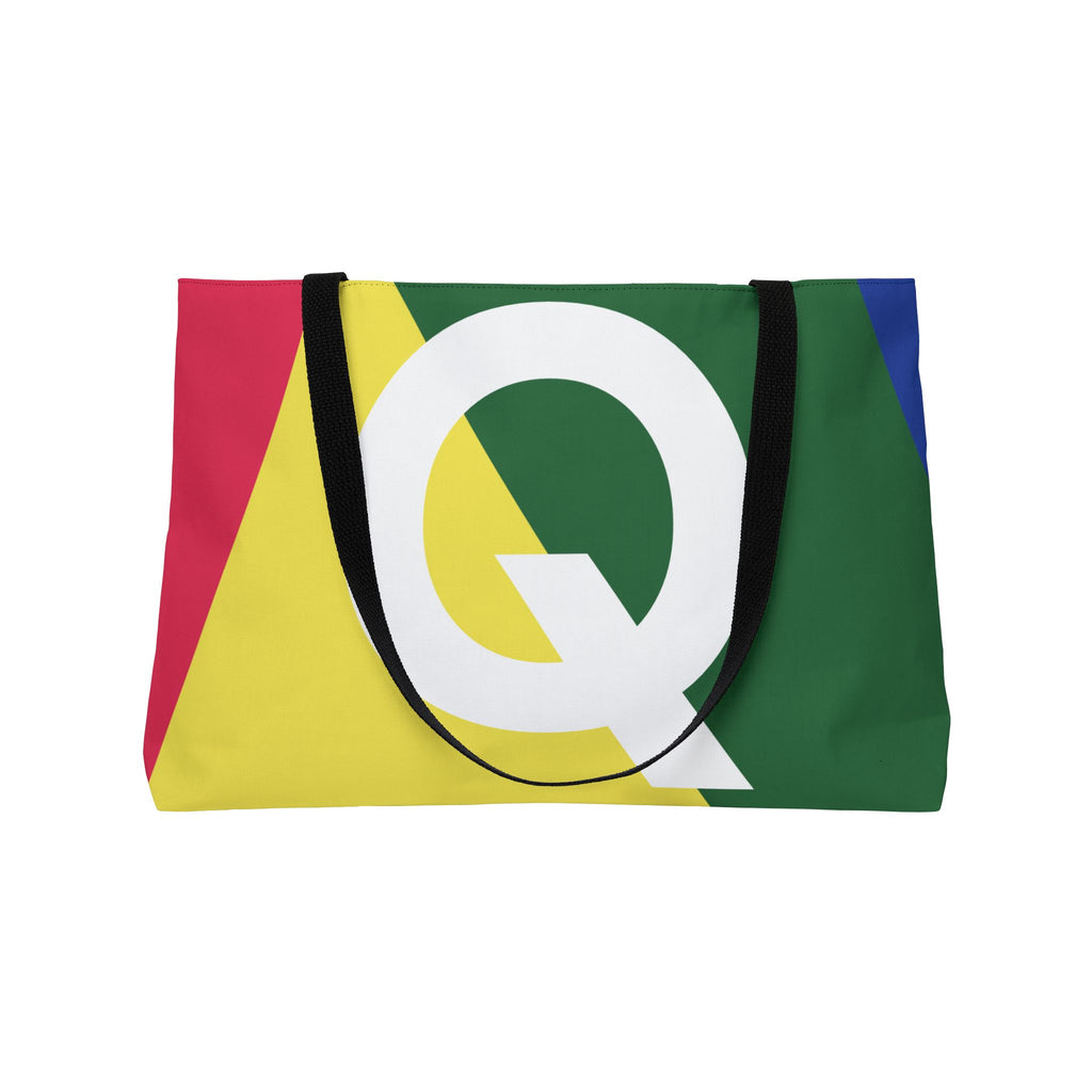 Personalized 'Q' Colorblock Tote Bag — Monogram Weekender Tote