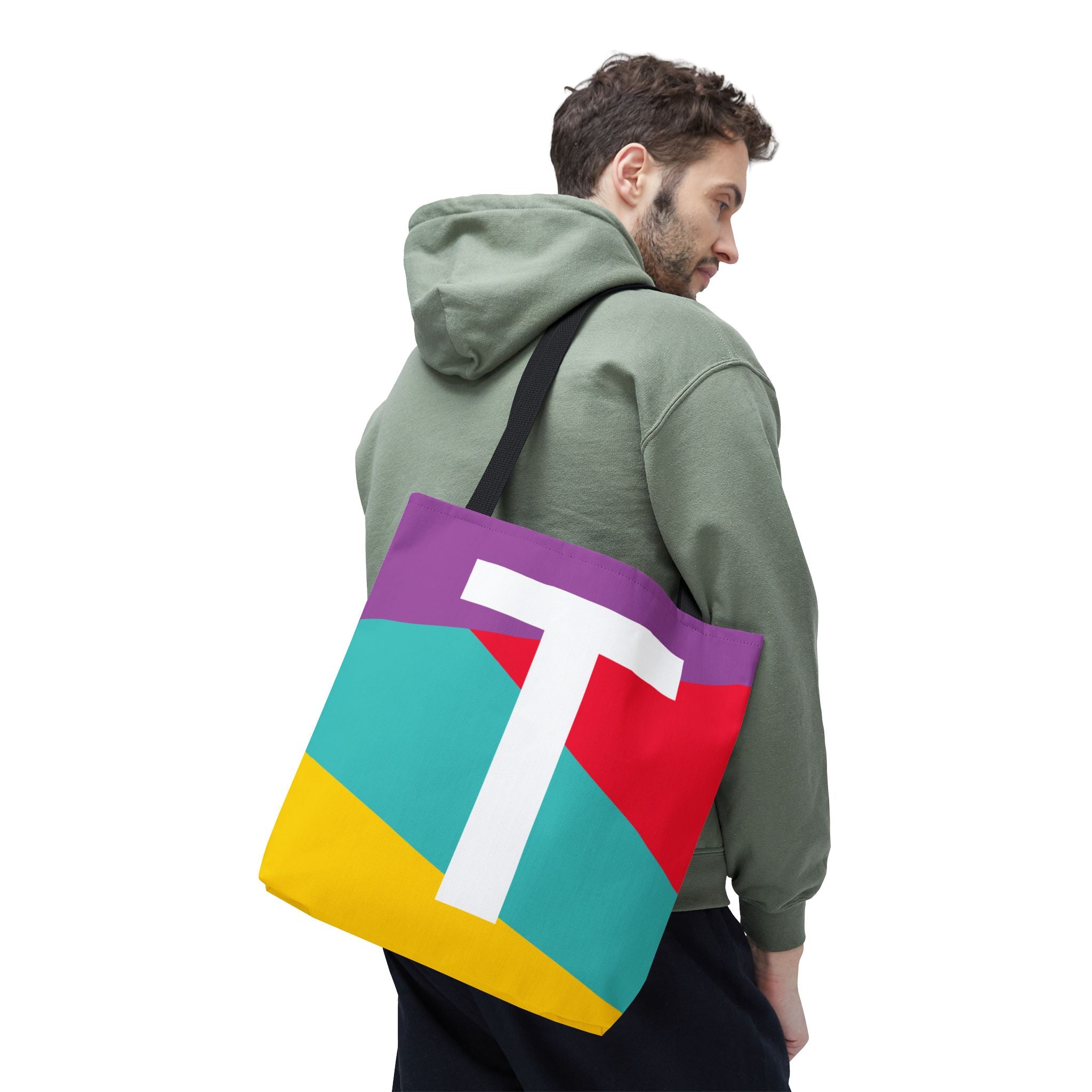 Monogram 'T' Colorblock Tote Bag — Personalized Initial T Shoulder Tote