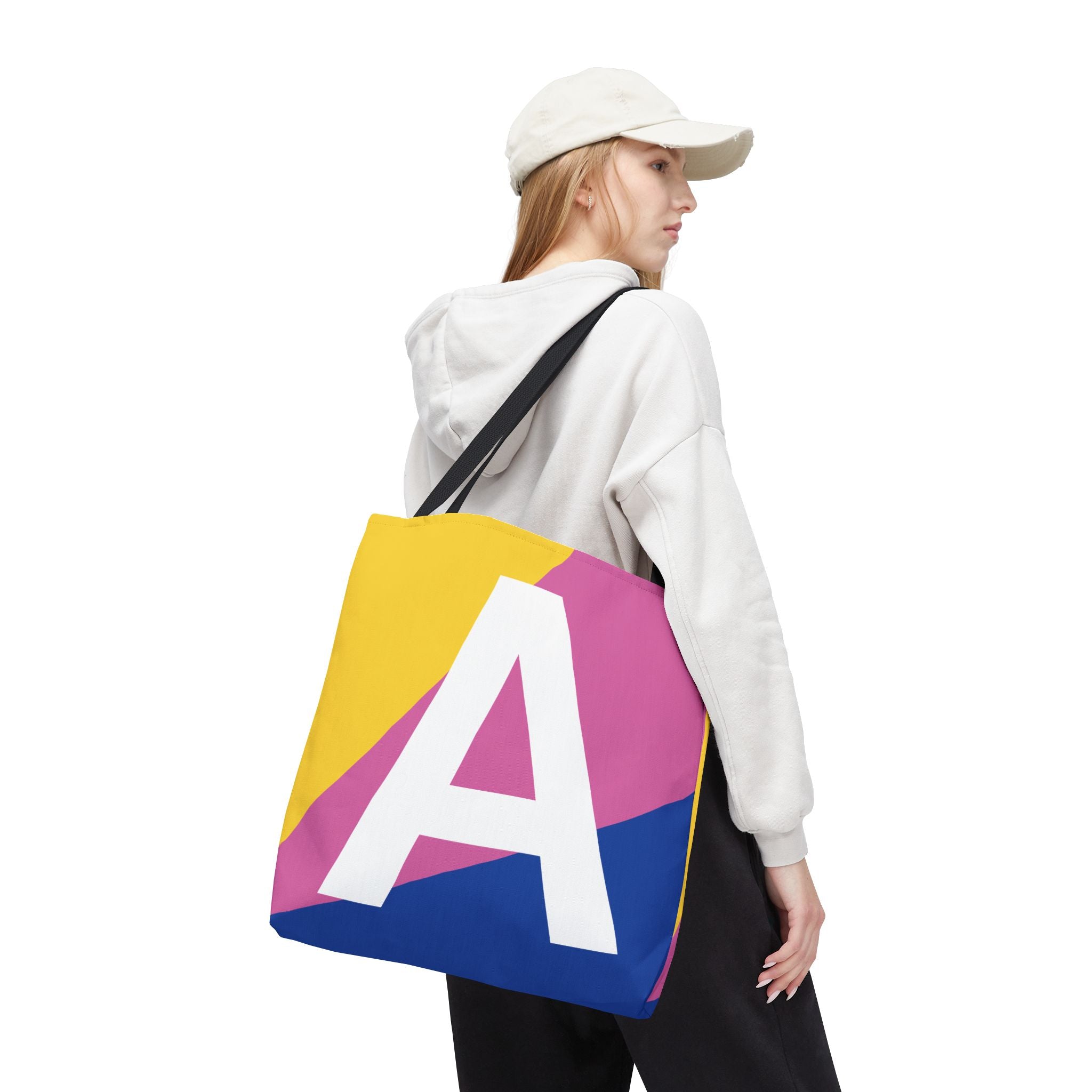 Monogram 'A' Colorblock Tote Bag — Personalized Initial A Shoulder Tote