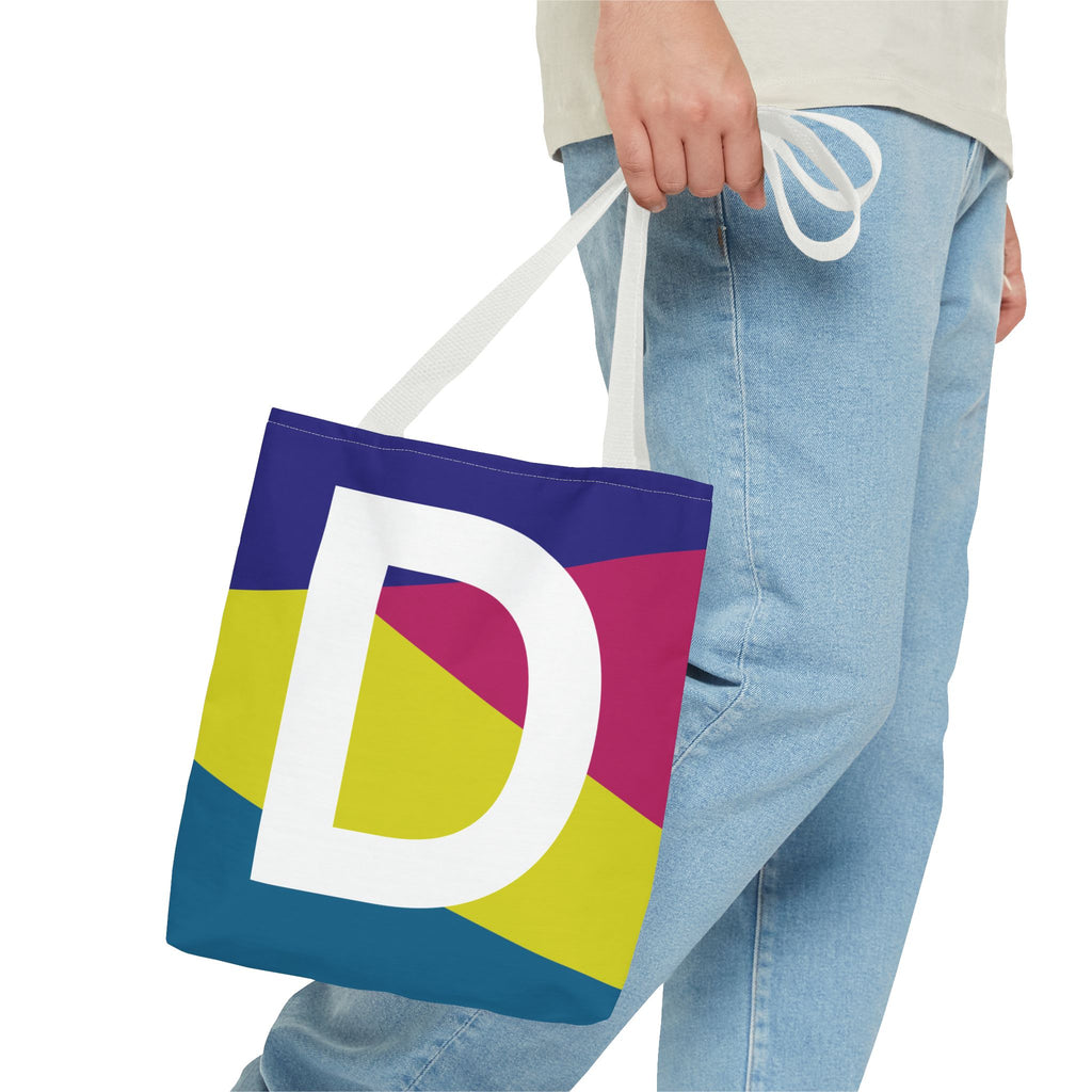 Monogram 'D' Colorblock Tote Bag — Personalized Initial D Shoulder Tote
