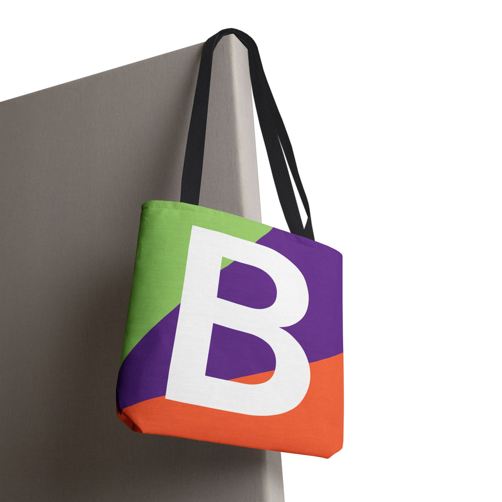 Monogram 'B' Colorblock Tote Bag — Personalized Initial B Shoulder Tote