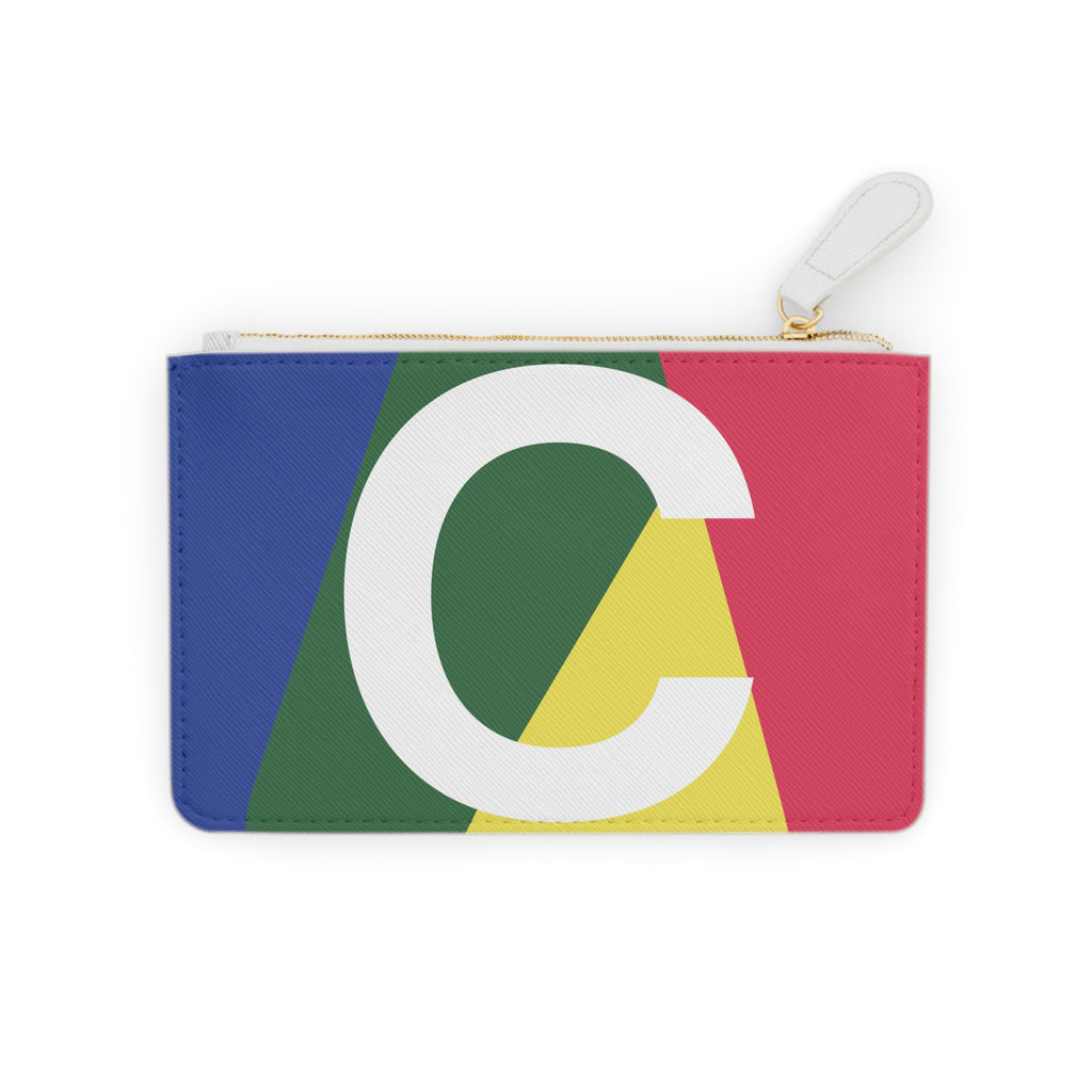 Initial C Mini Clutch — Colorblock Monogram Wristlet Wallet