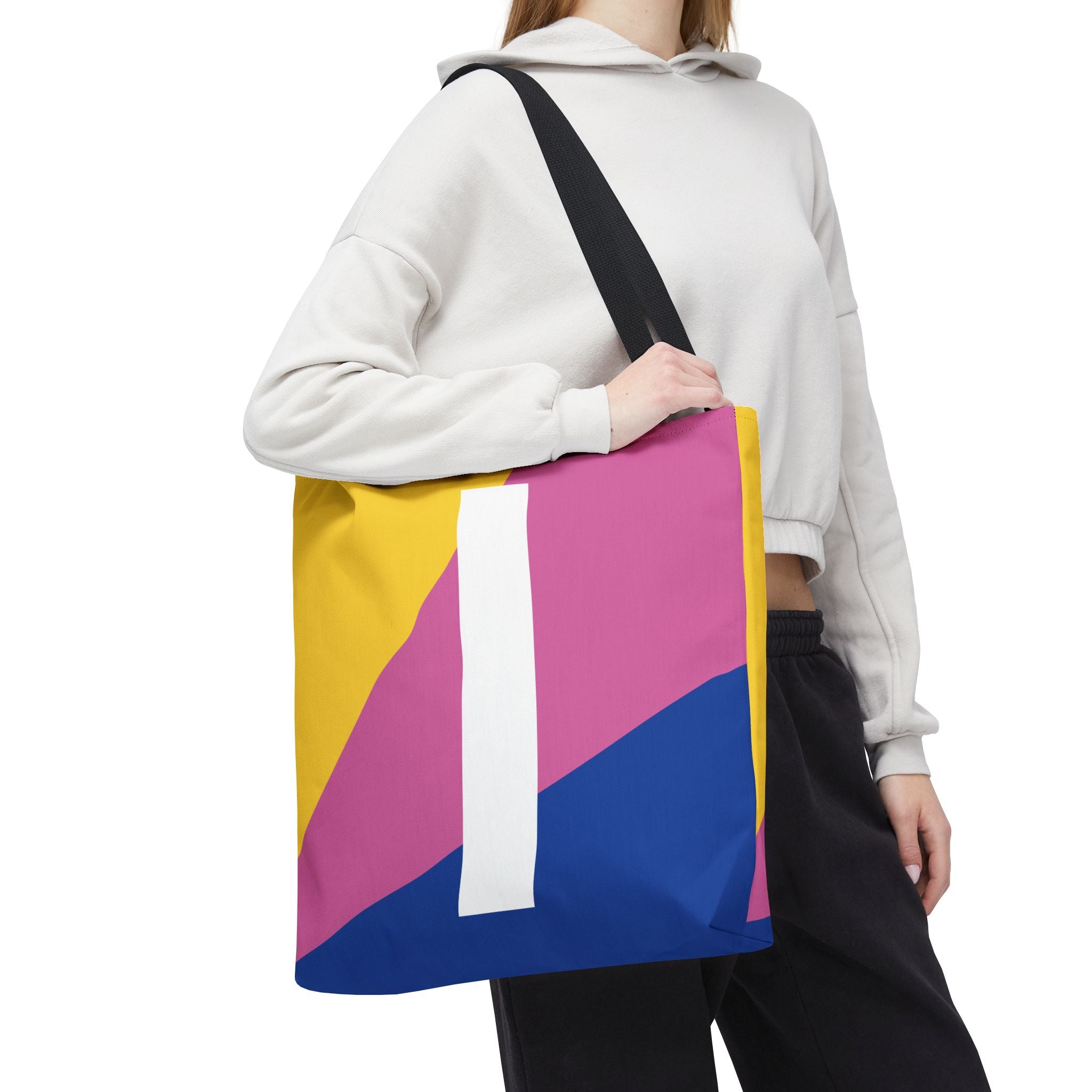 Monogram 'I' Colorblock Tote Bag — Personalized Initial I Shoulder Tote
