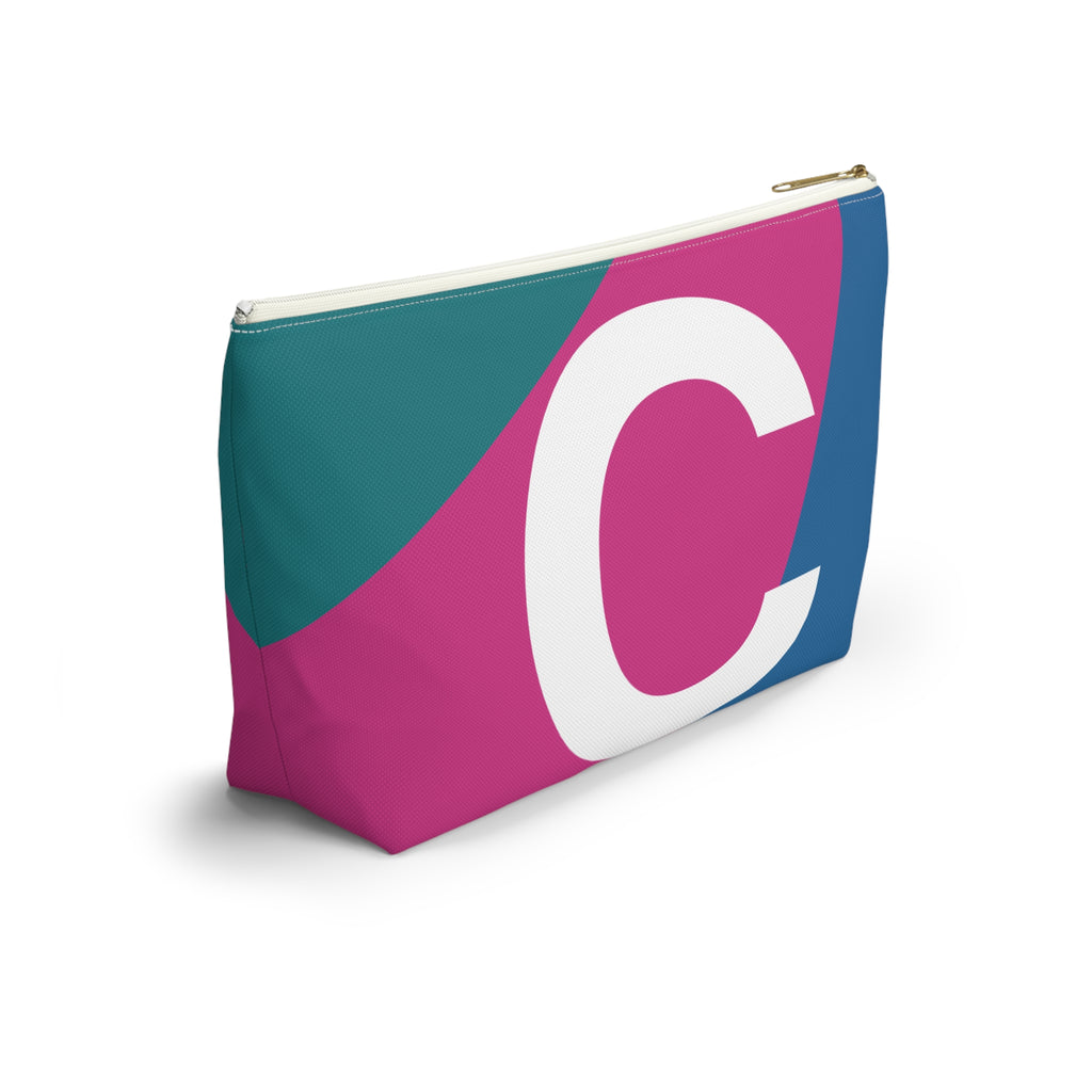 Initials Colorblock Accessory Pouch — Monogram C T-Bottom Cosmetic Bag