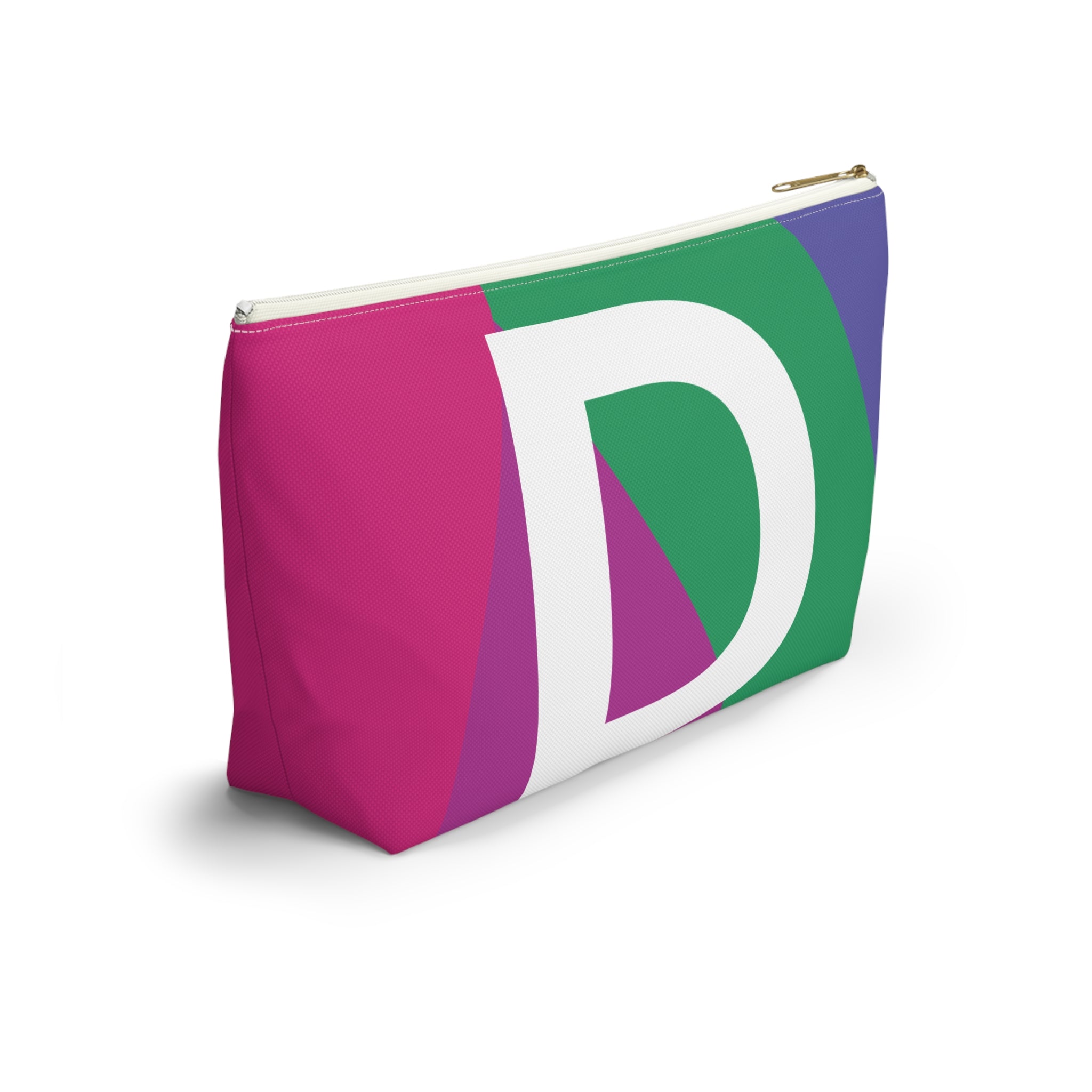 Initials Colorblock Accessory Pouch — Monogram D T-Bottom Cosmetic Bag