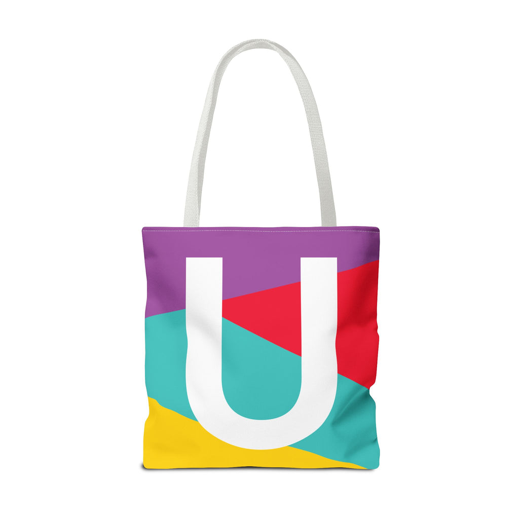 Monogram 'U' Colorblock Tote Bag — Personalized Initial U Shoulder Tote