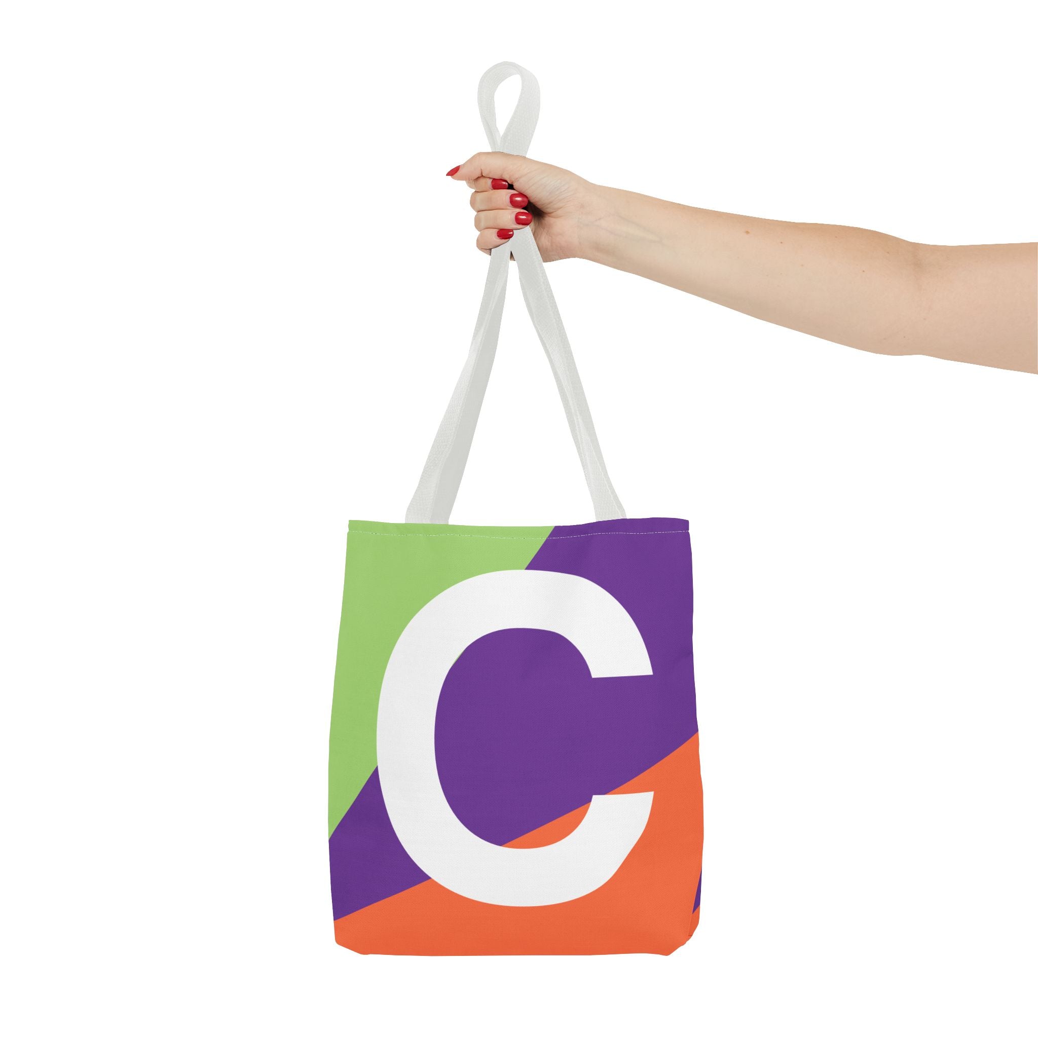 Monogram 'C' Colorblock Tote Bag — Personalized Initial C Shoulder Tote