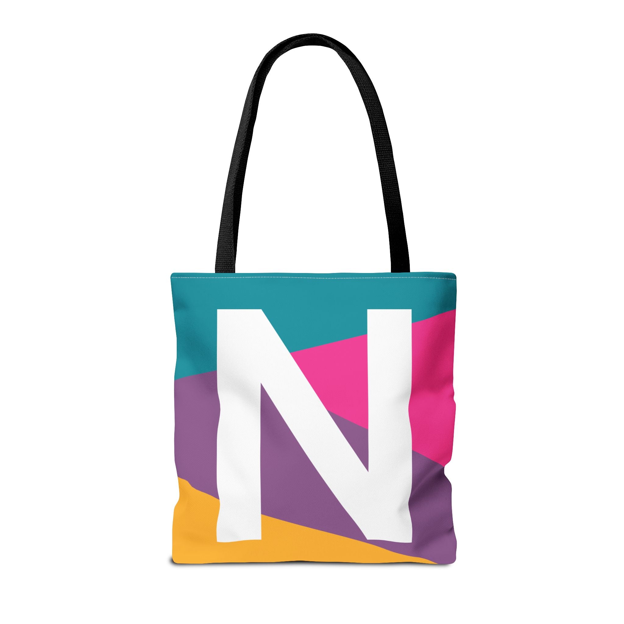 Monogram 'N' Colorblock Tote Bag — Personalized Initial N Shoulder Tote