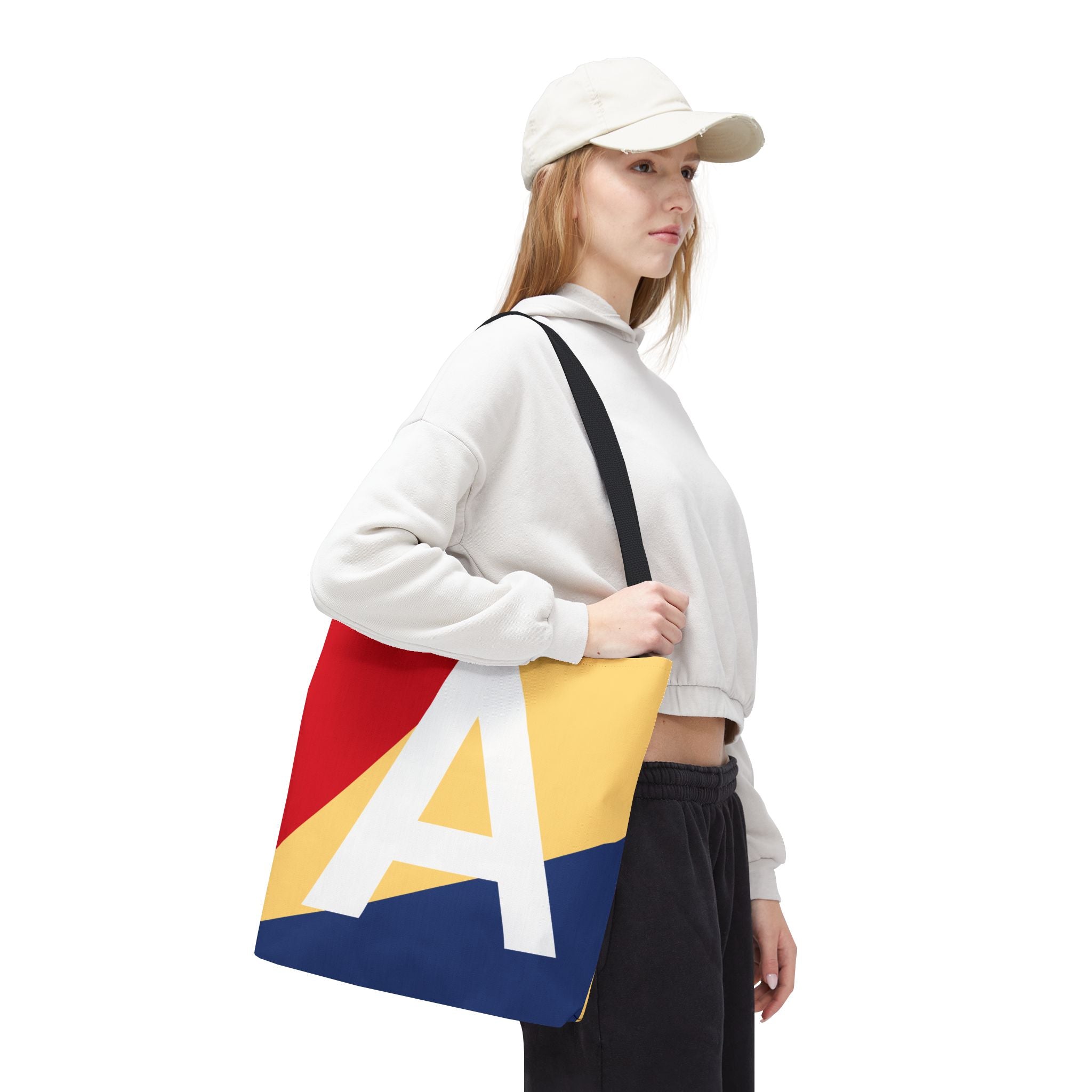 Monogram 'A' Colorblock Tote Bag — Personalized Initial A Shoulder Tote