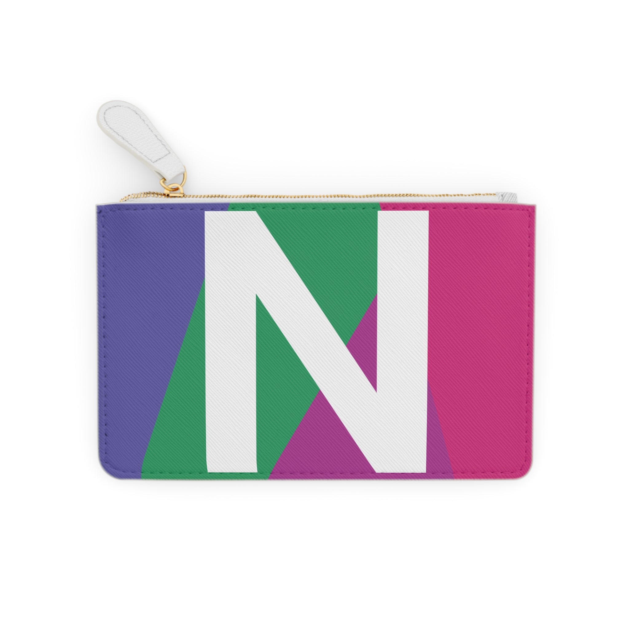 Initial N Mini Clutch — Colorblock Monogram Wristlet Wallet