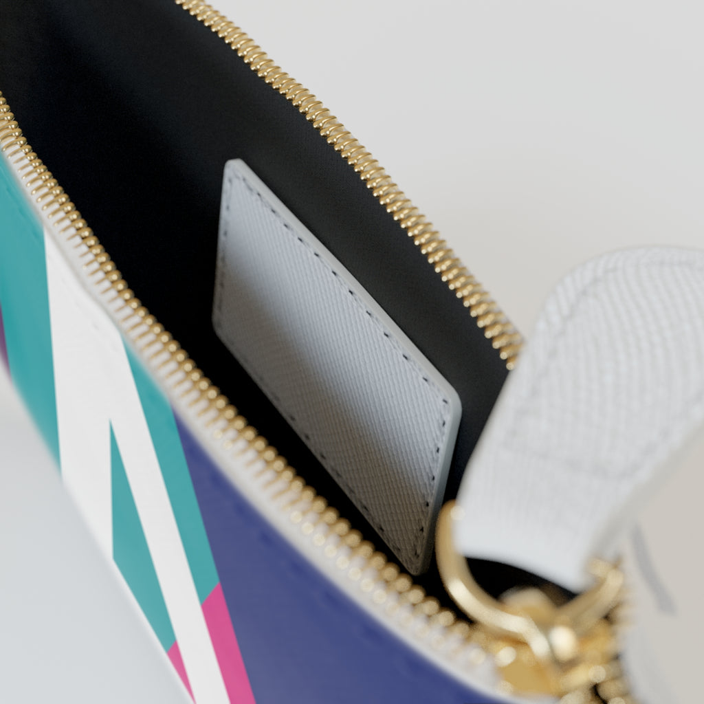 Initial A Mini Clutch — Colorblock Monogram Wristlet Wallet