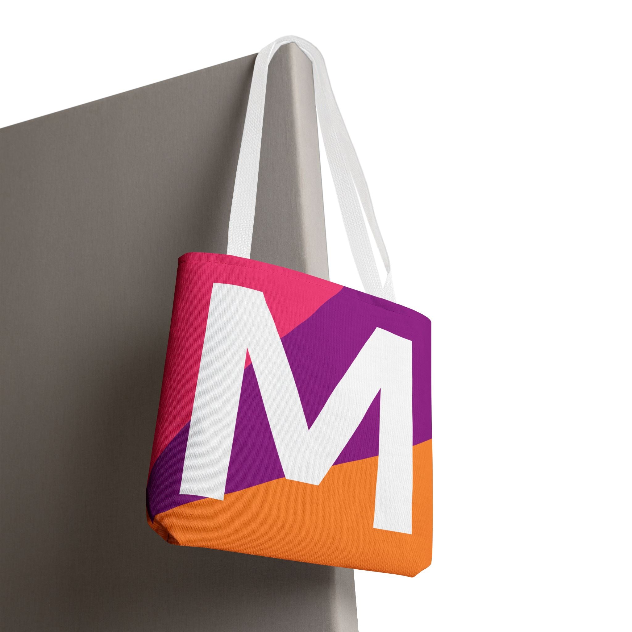 Monogram 'M' Colorblock Tote Bag — Personalized Initial M Shoulder Tote