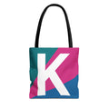 Monogram 'K' Colorblock Tote Bag — Personalized Initial K Shoulder Tote