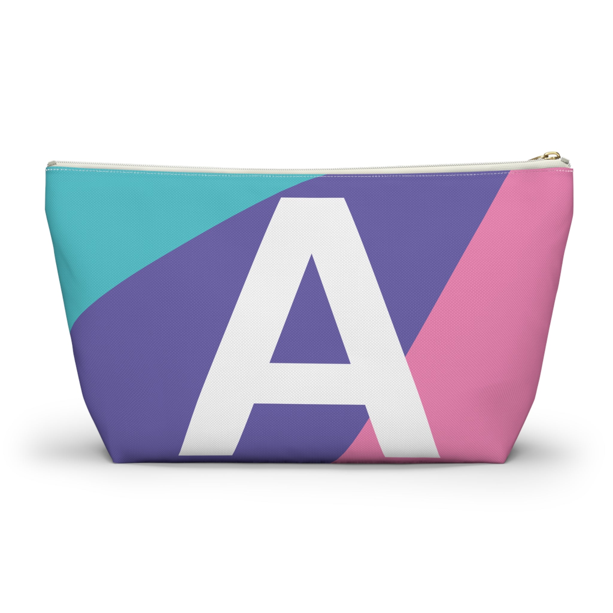 Initials Colorblock Accessory Pouch — Monogram A T-Bottom Cosmetic Bag