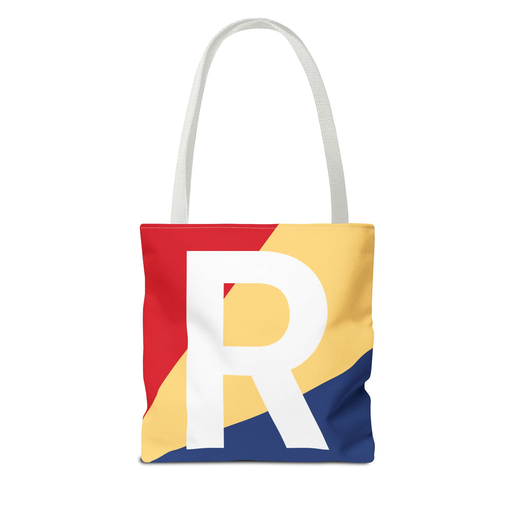 Monogram 'R' Colorblock Tote Bag — Personalized Initial R Shoulder Tote