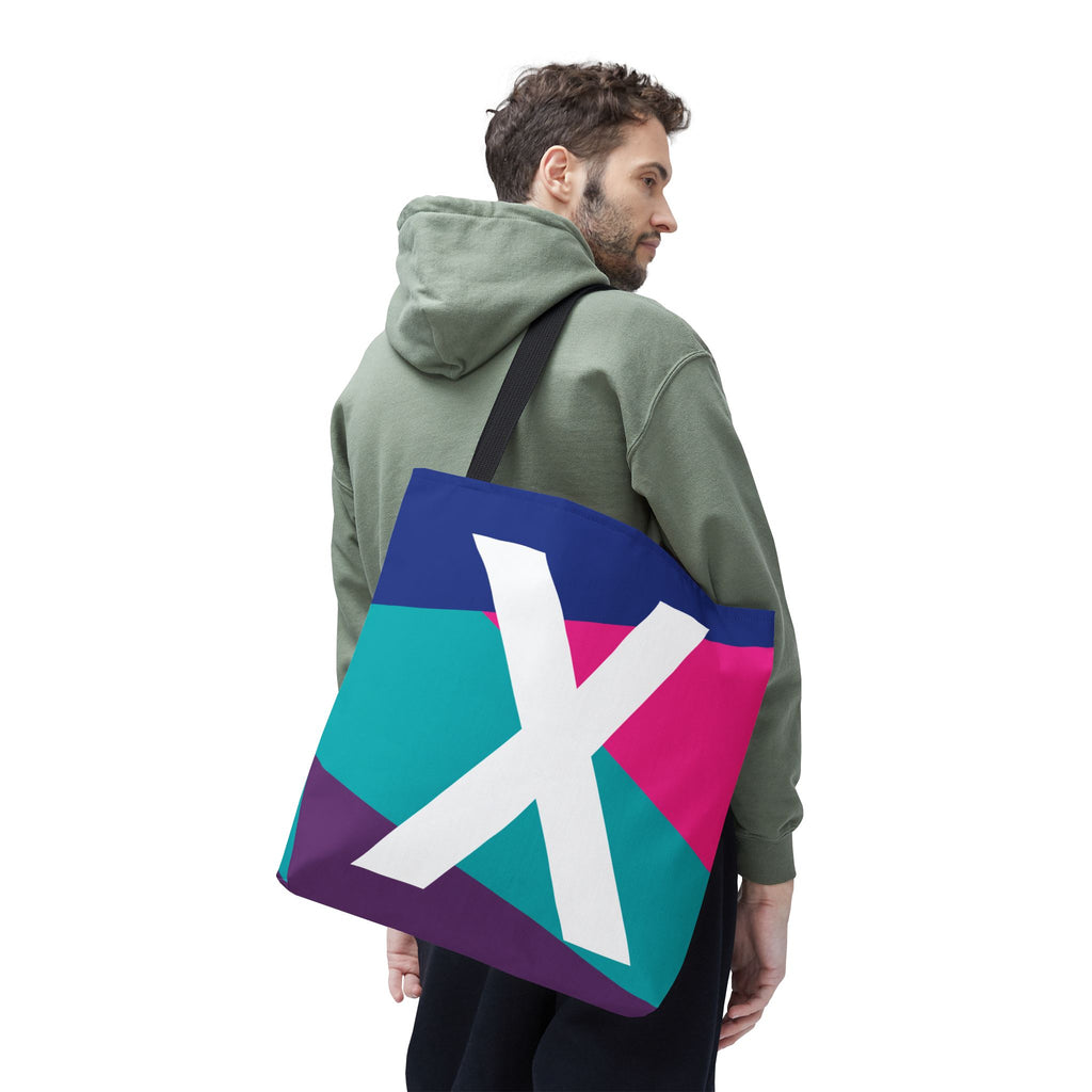 Monogram 'X' Colorblock Tote Bag — Personalized Initial X Shoulder Tote