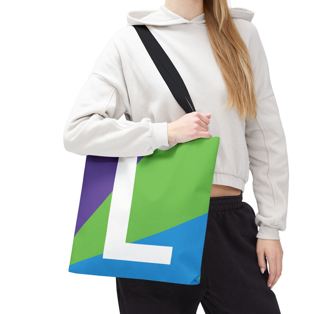 Monogram 'L' Colorblock Tote Bag — Personalized Initial L Shoulder Tote