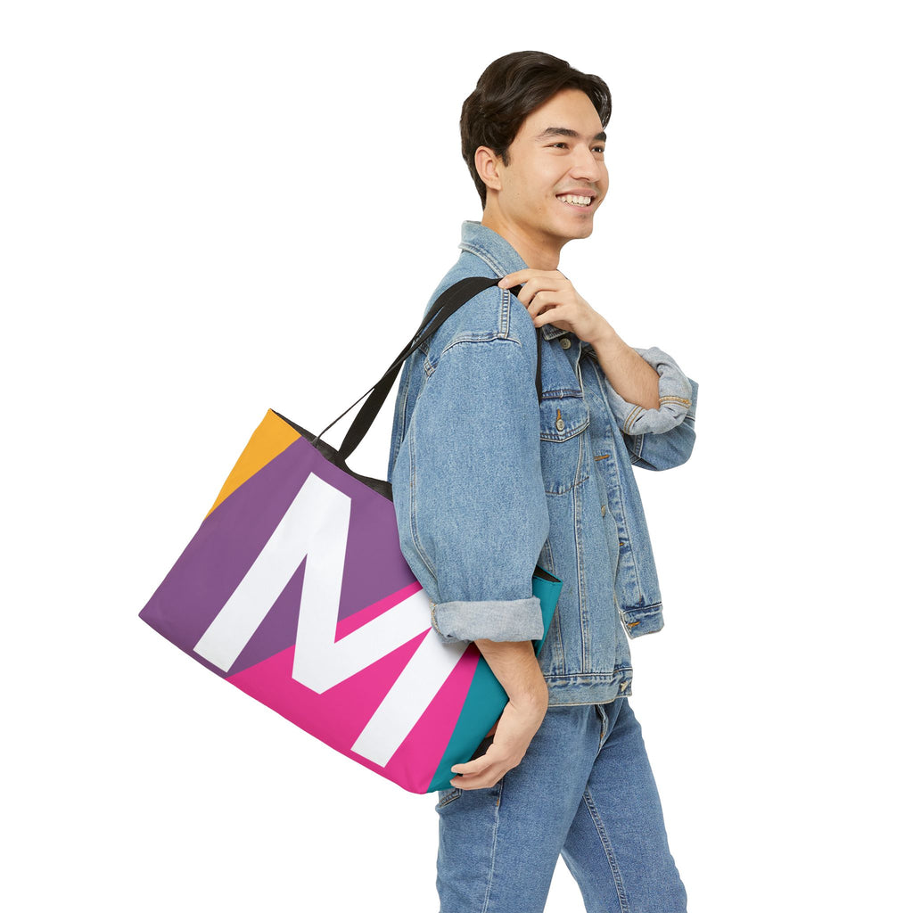 Personalized 'M' Colorblock Tote Bag — Monogram Weekender Tote