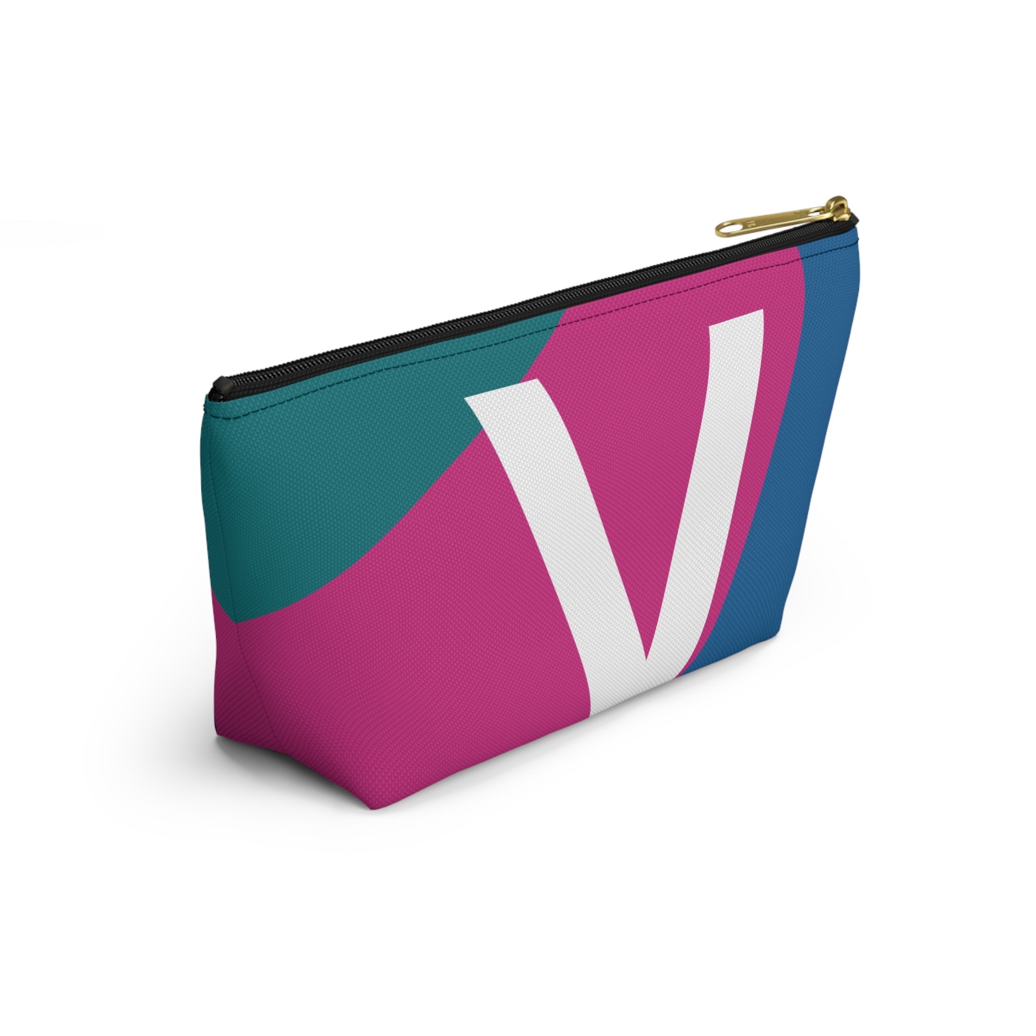 Initials Colorblock Accessory Pouch — Monogram V T-Bottom Cosmetic Bag