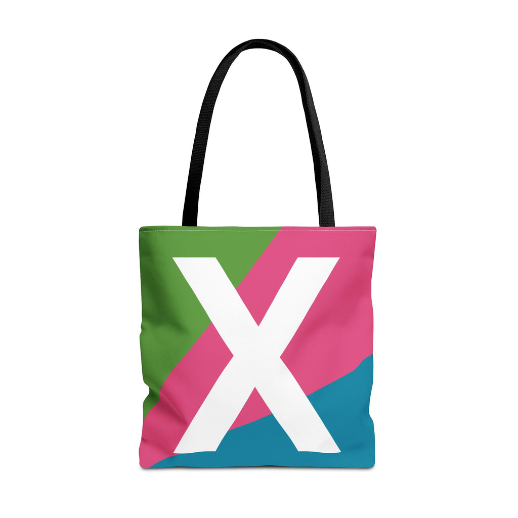 Monogram 'X' Colorblock Tote Bag — Personalized Initial X Shoulder Tote