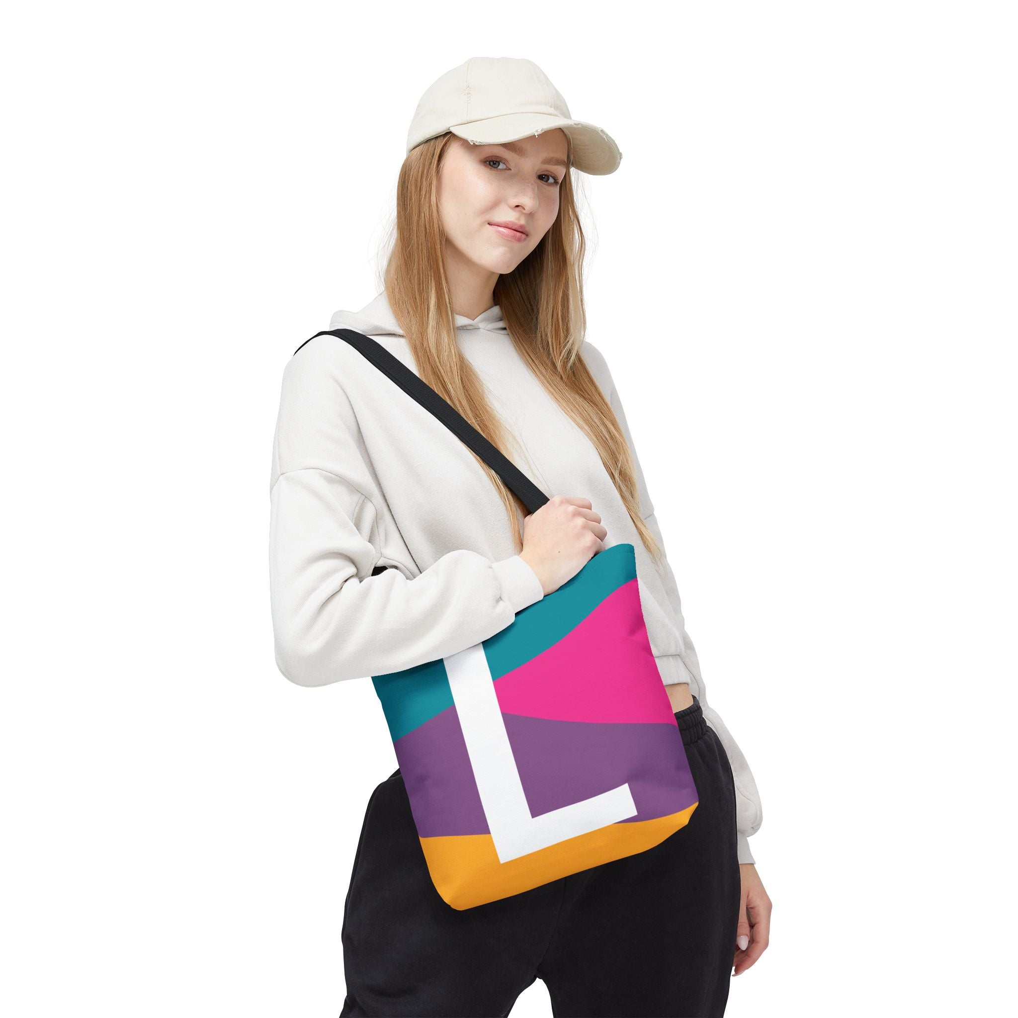 Monogram 'L' Colorblock Tote Bag — Personalized Initial L Shoulder Tote