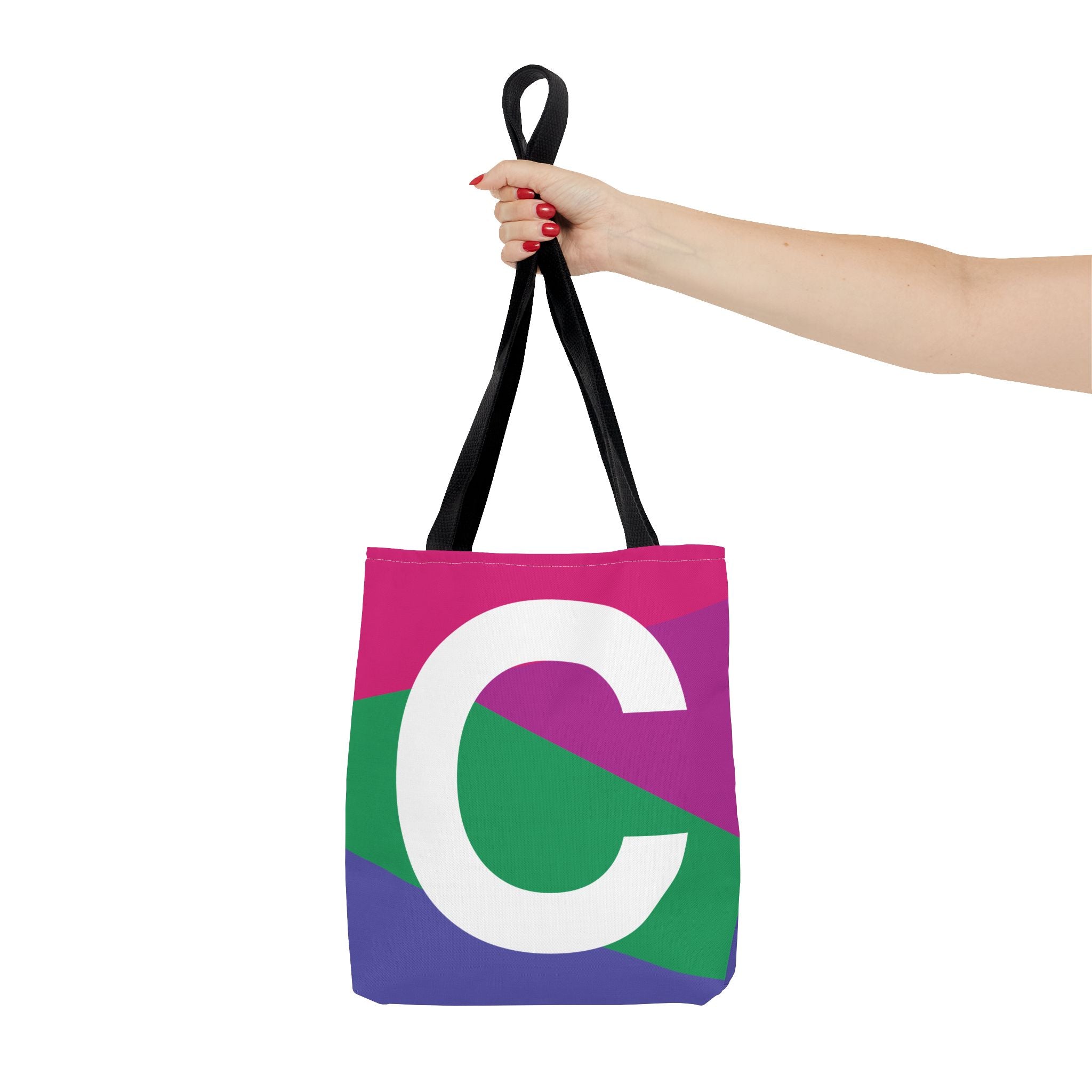 Monogram 'C' Colorblock Tote Bag — Personalized Initial C Shoulder Tote