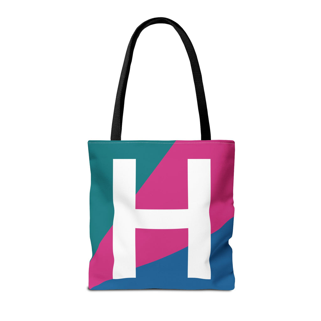 Monogram 'H' Colorblock Tote Bag — Personalized Initial H Shoulder Tote