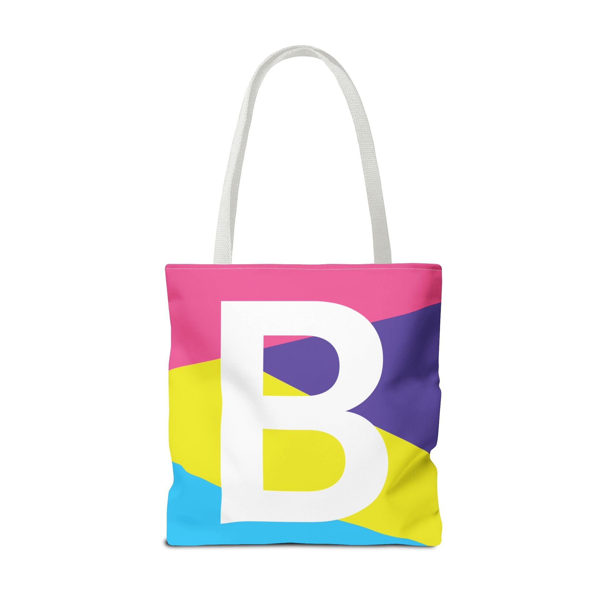 Monogram 'B' Colorblock Tote Bag — Personalized Initial B Shoulder Tote