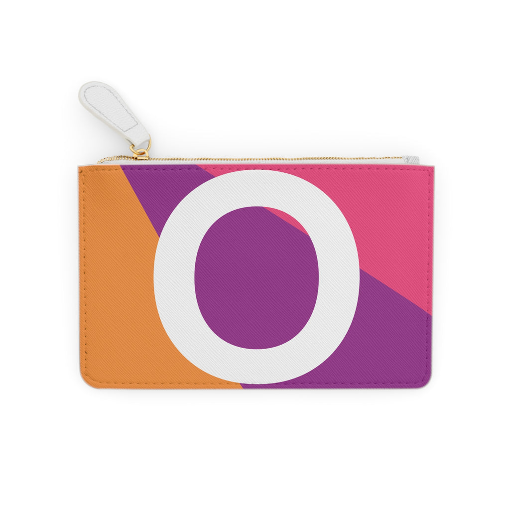Initial O Mini Clutch — Colorblock Monogram Wristlet Wallet