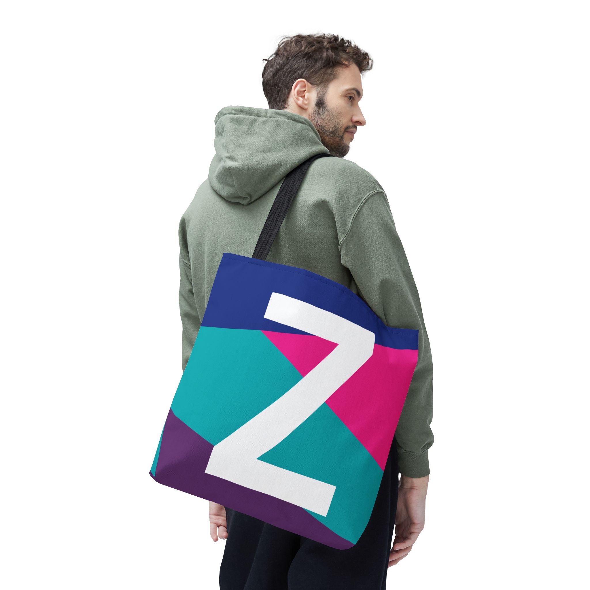 Monogram 'Z' Colorblock Tote Bag — Personalized Initial Z Shoulder Tote