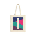 Initial I Colorblock Canvas Tote Bag — Monogram Letter I Reusable Grocery Tote
