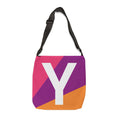 Initial Letter 'Y' Colorblock Adjustable Tote Bag — Monogram Alphabet Shoulder Bag
