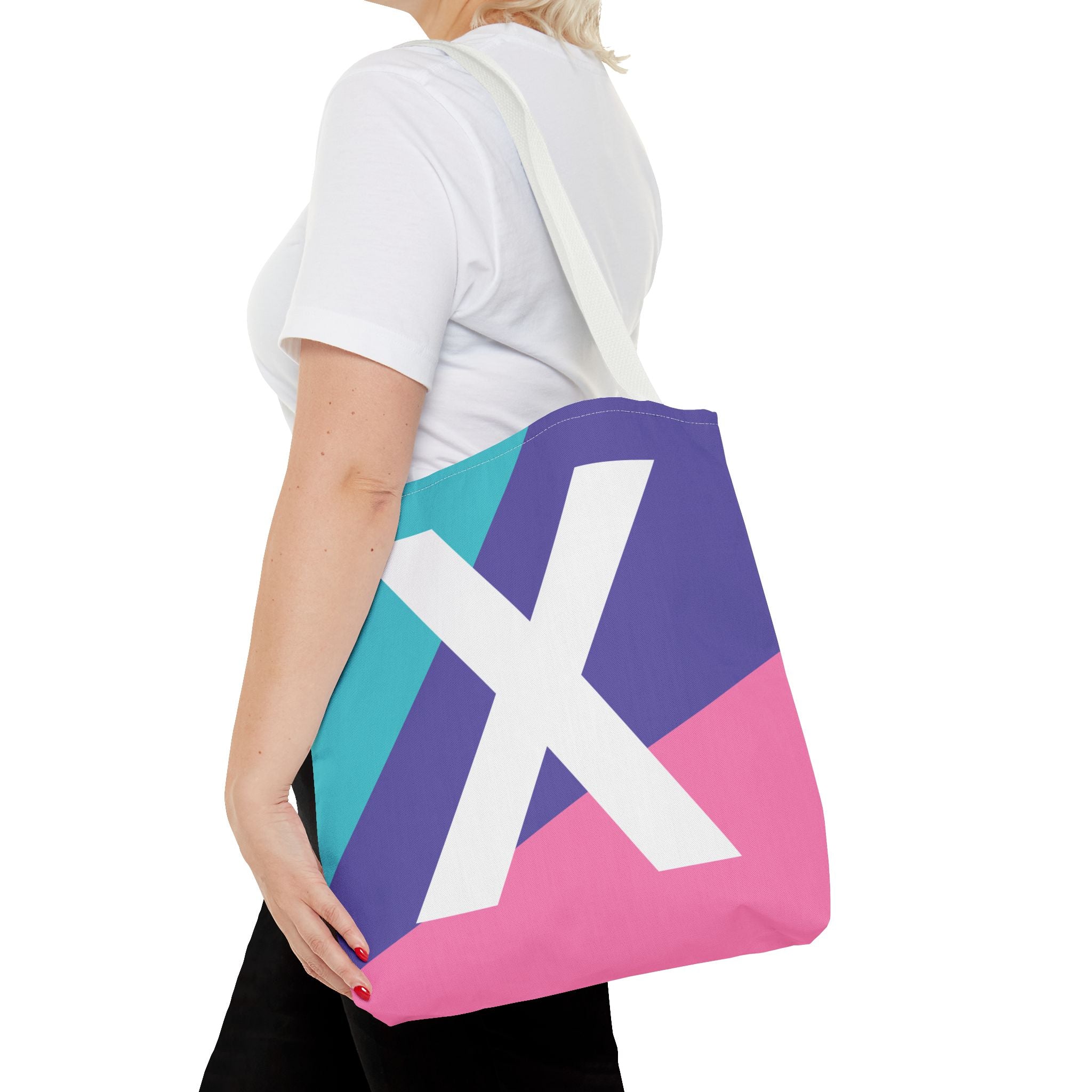 Monogram 'X' Colorblock Tote Bag — Personalized Initial X Shoulder Tote