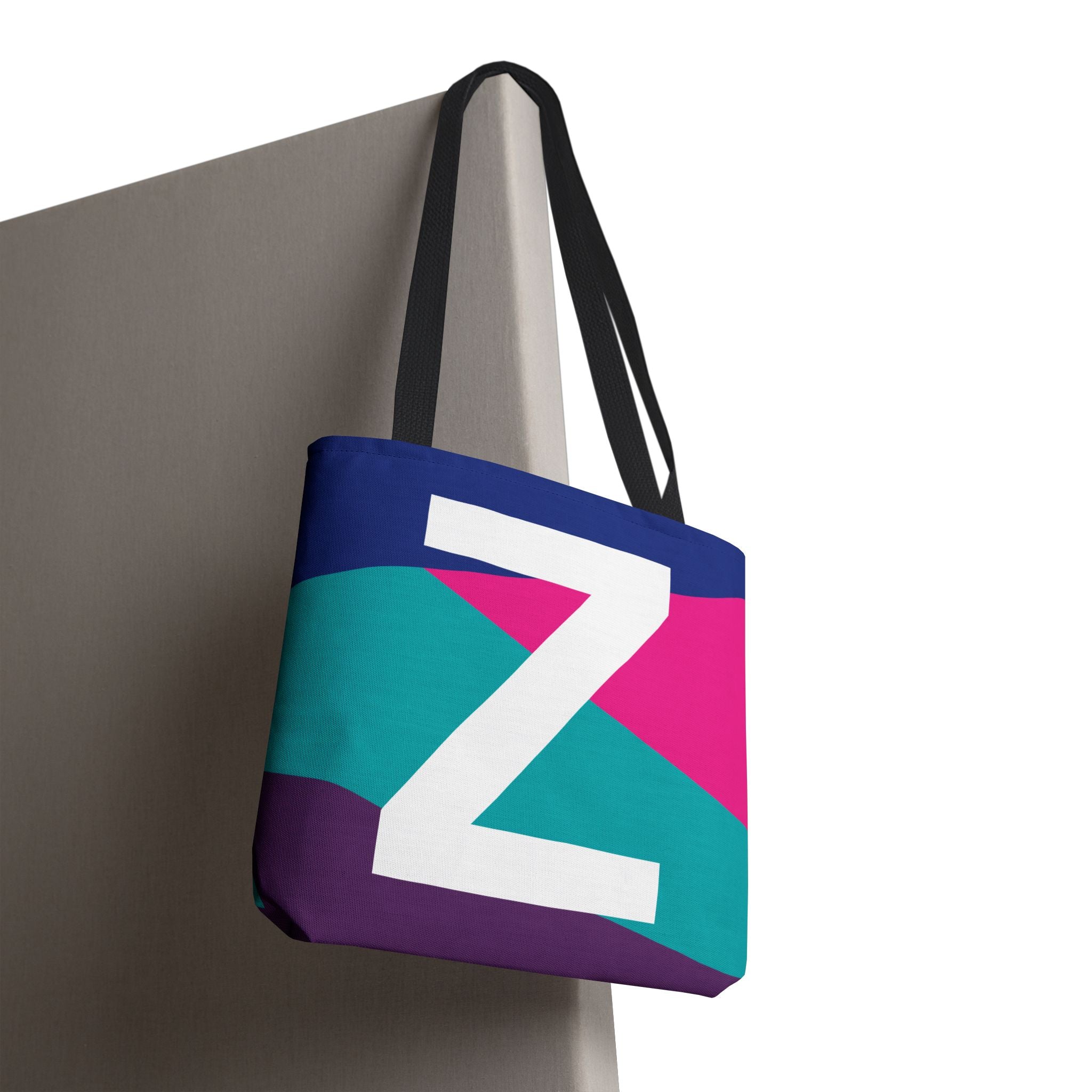 Monogram 'Z' Colorblock Tote Bag — Personalized Initial Z Shoulder Tote