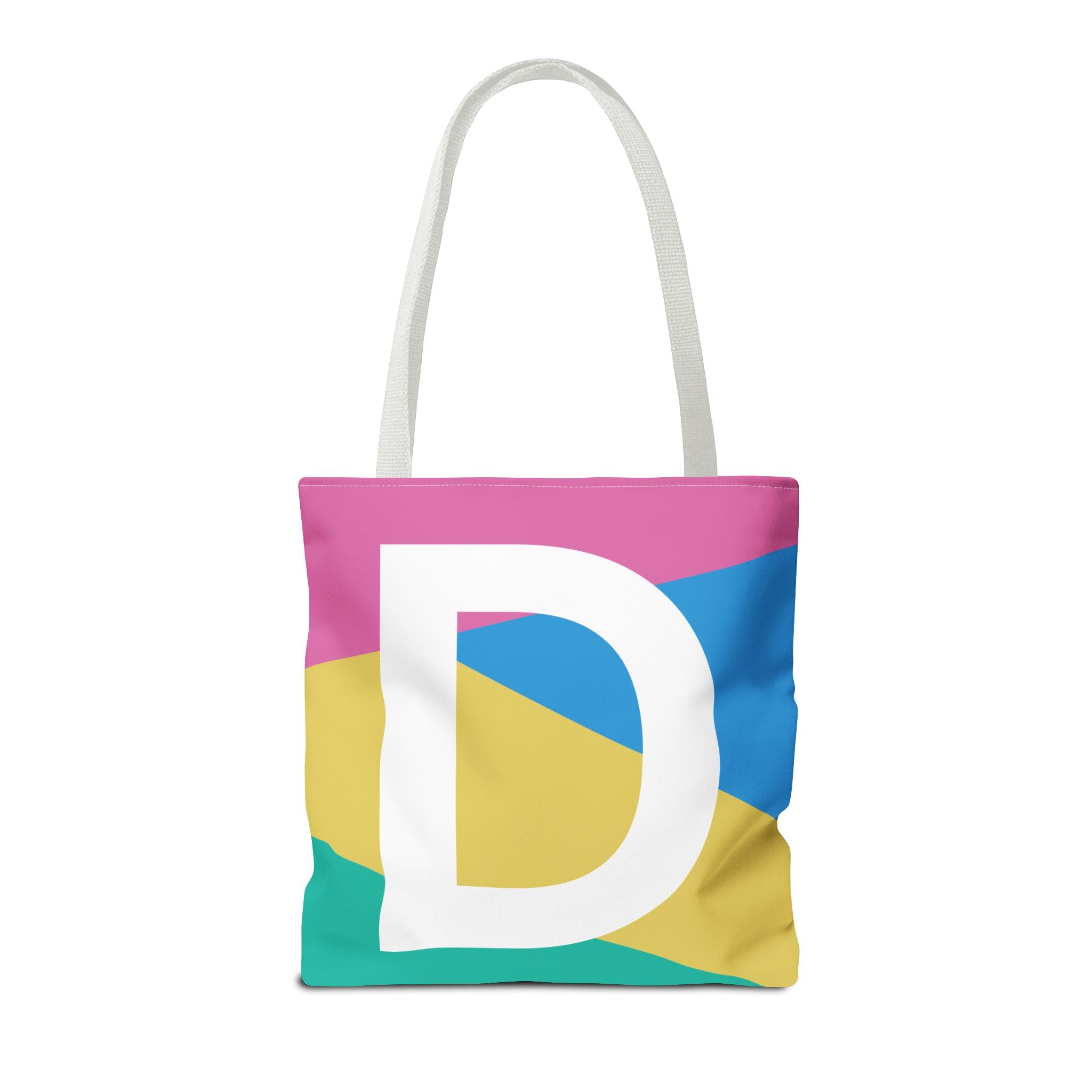 Monogram 'D' Colorblock Tote Bag — Personalized Initial D Shoulder Tote