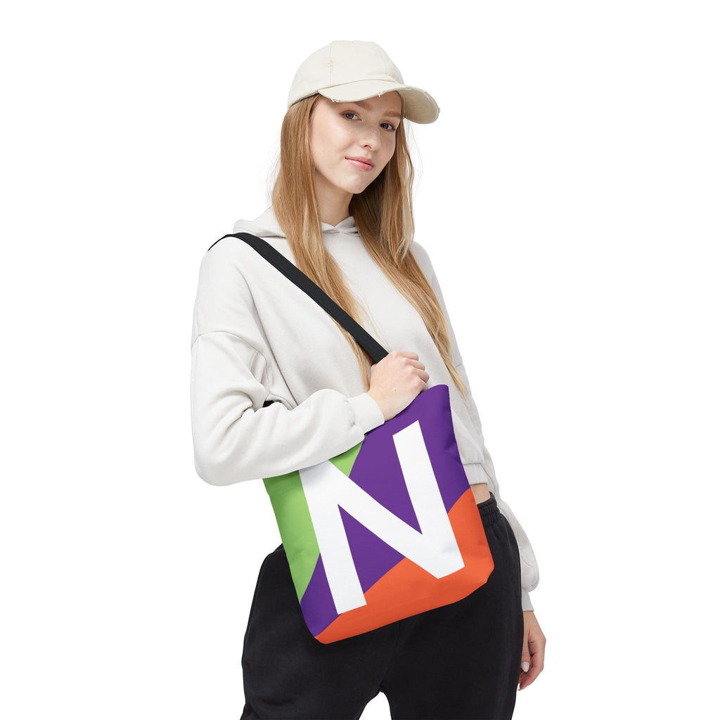 Monogram 'N' Colorblock Tote Bag — Personalized Initial N Shoulder Tote