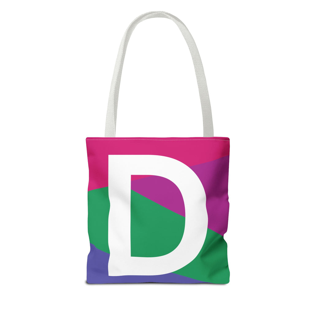 Monogram 'D' Colorblock Tote Bag — Personalized Initial D Shoulder Tote