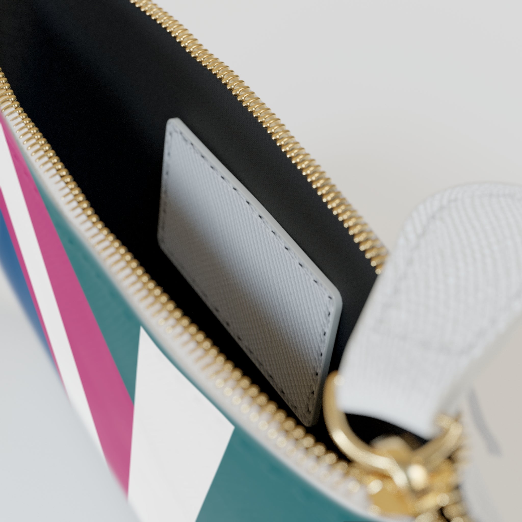 Initial V Mini Clutch — Colorblock Monogram Wristlet Wallet