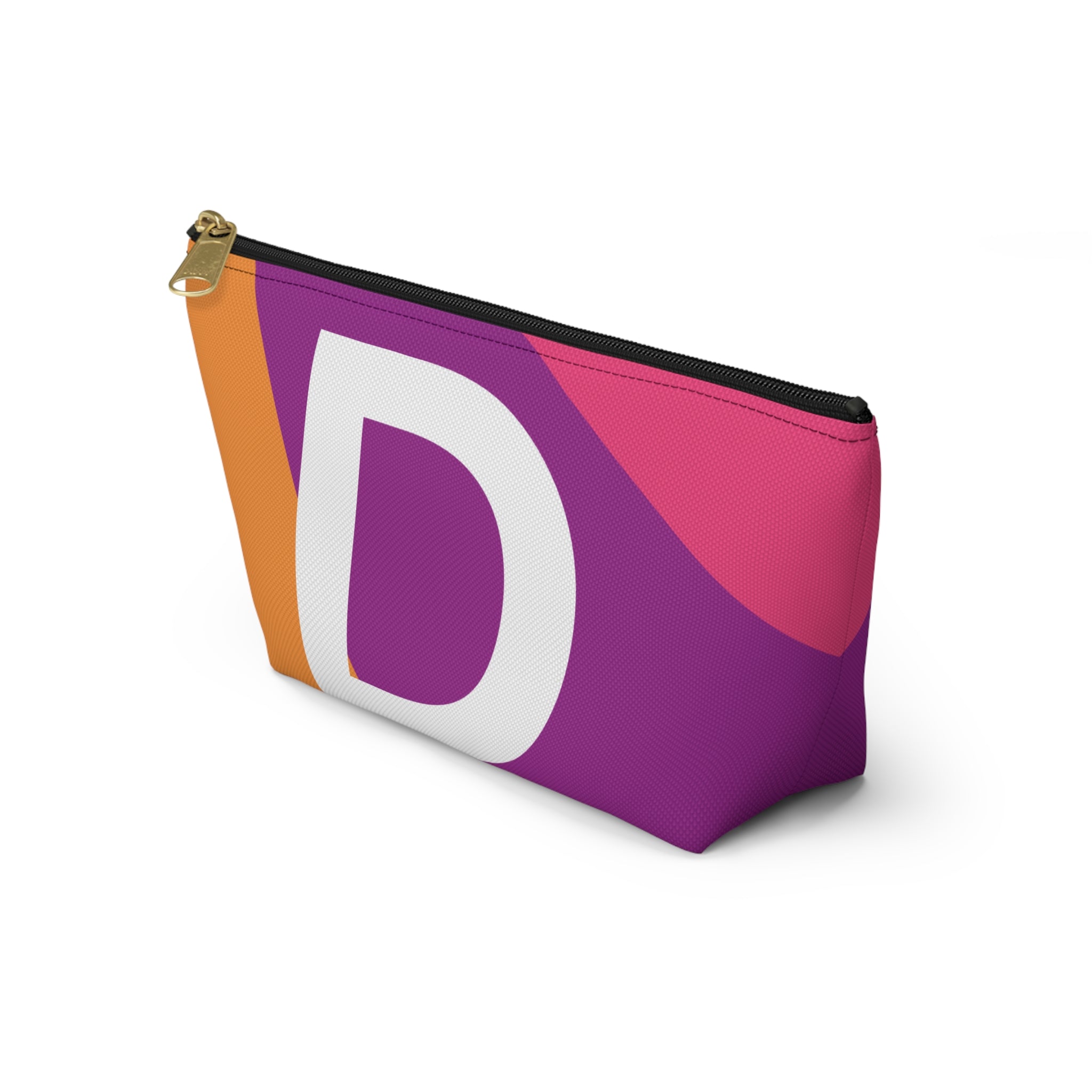 Initials Colorblock Accessory Pouch — Monogram D T-Bottom Cosmetic Bag