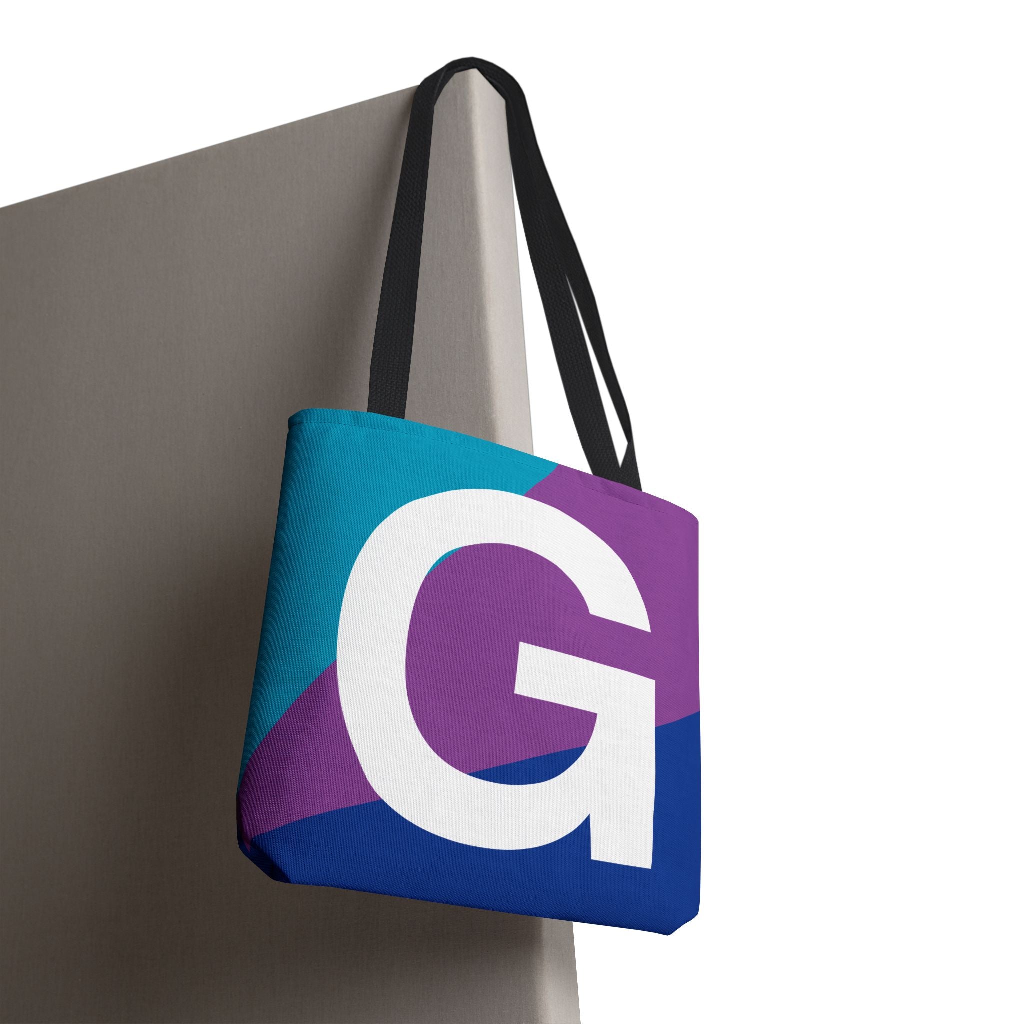 Monogram 'G' Colorblock Tote Bag — Personalized Initial G Shoulder Tote